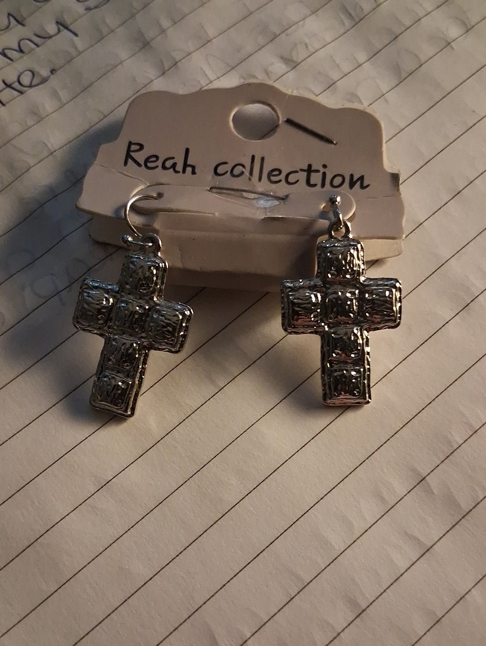 Reah Collection Silver Tone Cross Drop Earrings